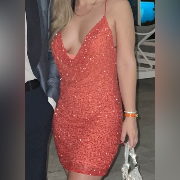 Retrofete Mich sequin dress in Peach - Picture 2 of 2